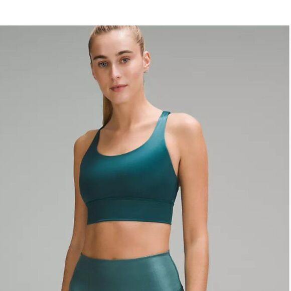 NWT LULULEMON Energy Bra Longline lululemon Bra Medium Support, STORM TEAL GREEN - Picture 3 of 5